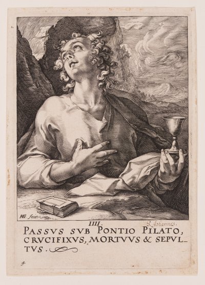 San Juan, de Cristo, los Apóstoles y San Pablo con el Credo de Hendrick Goltzius