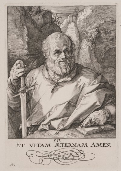 San Matías, de Cristo, los Apóstoles y San Pablo con el Credo de Hendrick Goltzius