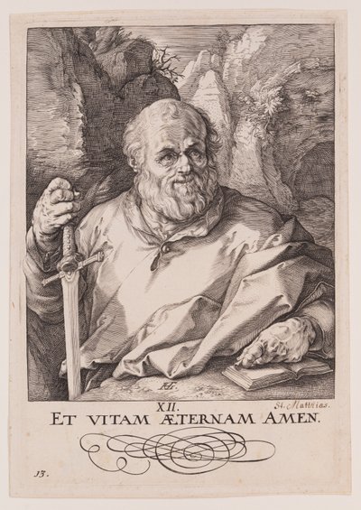 San Matías, de Cristo, los Apóstoles y San Pablo con el Credo de Hendrick Goltzius
