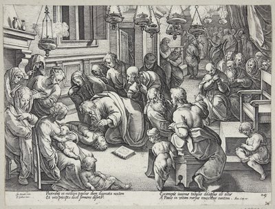 San Pablo resucitando a Eutico de Hendrick Goltzius