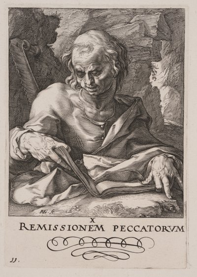 San Simón, de Cristo, los Apóstoles y San Pablo con el Credo de Hendrick Goltzius