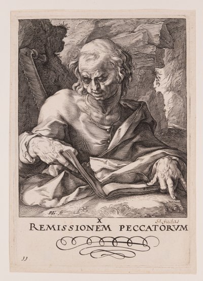 San Simón, de Cristo, los Apóstoles y San Pablo con el Credo de Hendrick Goltzius