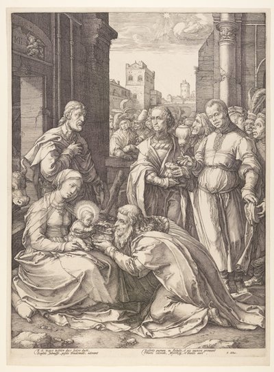 La adoración de los Magos, de El nacimiento y los primeros años de la vida de Cristo de Hendrick Goltzius