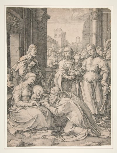 La Adoración de los Reyes Magos, de la serie El Nacimiento y Primeros Años de Cristo de Hendrick Goltzius