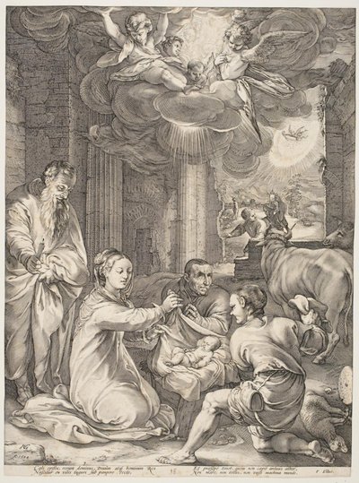 La adoración de los pastores de Hendrick Goltzius