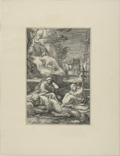La Agonía en el Huerto, lámina dos de La Pasión de Cristo de Hendrick Goltzius