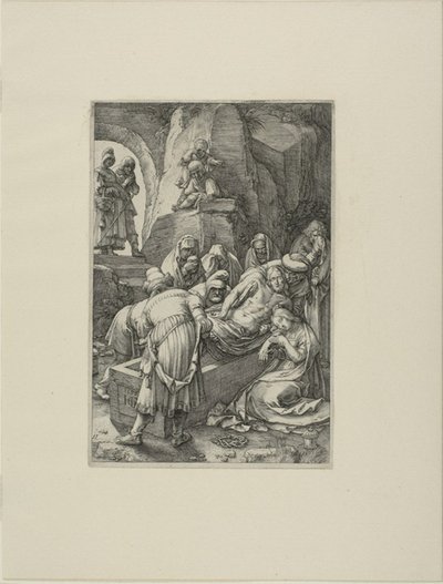 El entierro, lámina once de La Pasión de Cristo de Hendrick Goltzius
