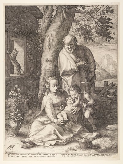 La Sagrada Familia con el niño Juan Bautista, de El nacimiento y los primeros años de la vida de Cristo. de Hendrick Goltzius