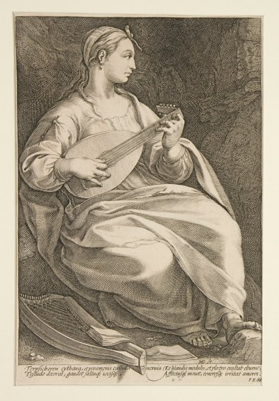 Las Nueve Musas: Terpsícore, #5 en una serie de 9 de Hendrick Goltzius