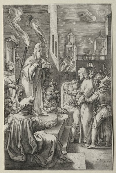 La Pasión: Cristo ante Caifás de Hendrick Goltzius