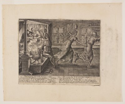 La noche en vela del litigante, de Litis Abusus (Los abusos de la ley) de Hendrick Goltzius