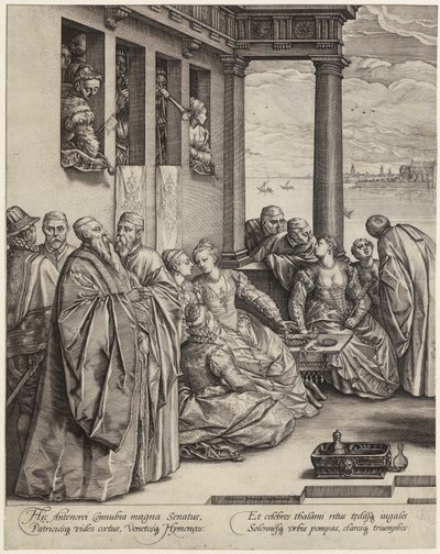 Boda veneciana [mitad izquierda de la hoja] de Hendrick Goltzius
