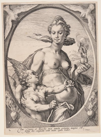 Venus y Amor, de Tres dioses o diosas paganos de Hendrick Goltzius