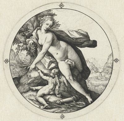 Venus y Cupido Venus se congela sin Ceres y Baco (título sobre el objeto) de Hendrick Goltzius