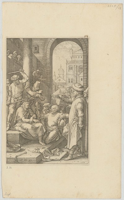 La burla de Cristo, lámina 7 de la serie «La Pasión» de Hendrick Goltzius