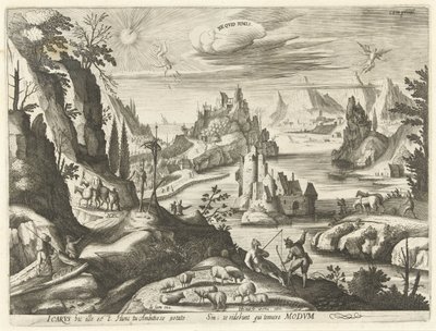 Paisaje con la caída de Ícaro Ne quid nimis (título sobre el objeto) de Hendrick Hondius (I)