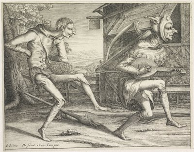 Dos tontos bailando Loco (título de la serie) de Hendrick Hondius (I)