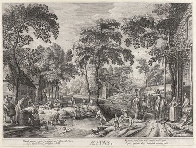 Verano, una empresa junto a un lago. Aestas (título sobre objeto) Las cuatro estaciones (título de la serie) de Hendrick Hondius (I)