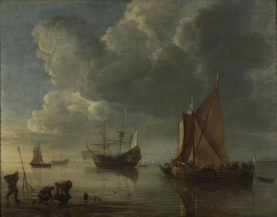 Un mar en calma, 1655-1657 de Hendrick Jacobsz. Dubbels