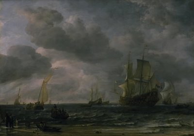 Barcos en una Brisa Frente a la Costa Holandesa de Hendrick Jacobsz Dubbels