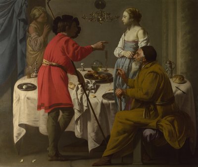 Jacob reprochando a Labán por darle a Lea en lugar de Raquel, 1627 de Hendrick Jansz Terbrugghen