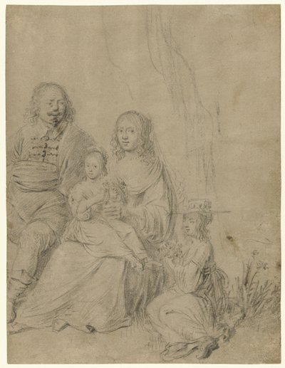 Grupo familiar formado por una pareja de padres y dos hijas de Hendrick Martensz. Sorgh (attributed to)
