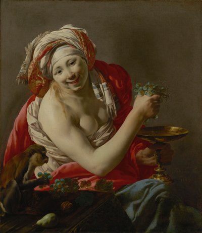 Bacante con un mono de Hendrick ter Brugghen