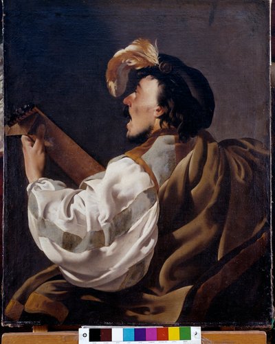 Un cantante acompañándose con el laúd, también llamado laudista de Hendrick ter Brugghen