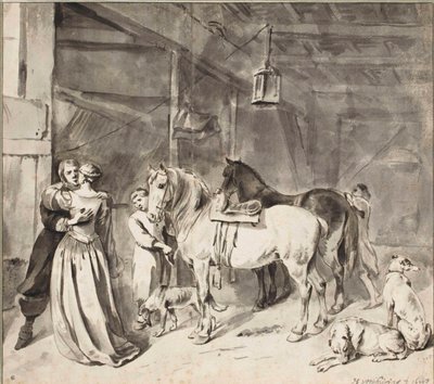 Un caballero despidiéndose de una dama, 1678 de Hendrick Verschuring