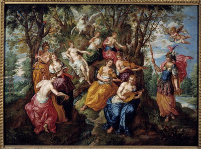 Visita de Minerva a las Musas Pintura de Hendrick de Clerk (1570-1629) (ec.flam.) Siglo XVII Chalons Sur Marne. Museo de Bellas Artes de Hendrick de Clerk