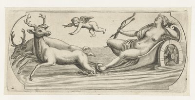 Diana con arco y flecha Nouveau Livre des Dieux et Deeßes De la Marine Bouckje of Sea Gods and Goddesses (título de la serie) de Hendrick de Keyser (I)