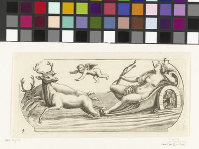 Diana en un carro Nouveau Livre des Dieux et Deeßes De la Marine Bouckje of Sea Gods and Goddesses (título de la serie) de Hendrick de Keyser (I)