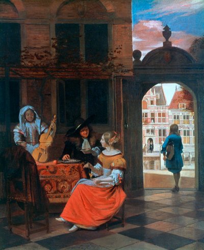 Una fiesta musical en un patio, 1677 de Hendrick de Keyser