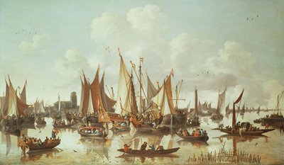 Barcos holandeses en el puerto de Dordrecht de Hendrick de Meyer