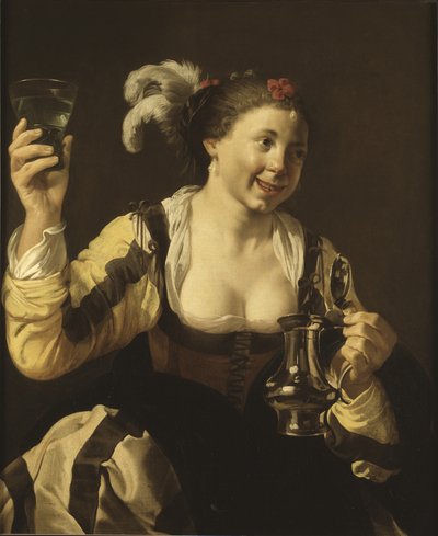 Una niña sosteniendo un vaso, c.1620 de Hendrick ter Brugghen