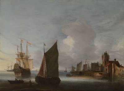 Barcos cerca de Zierikzee con el Zuidhavenpoort al fondo de Hendrick van Anthonissen