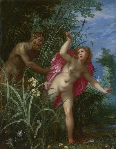 Pan persigue a la ninfa Siringa. Probablemente después de 1615 de Hendrick van Balen