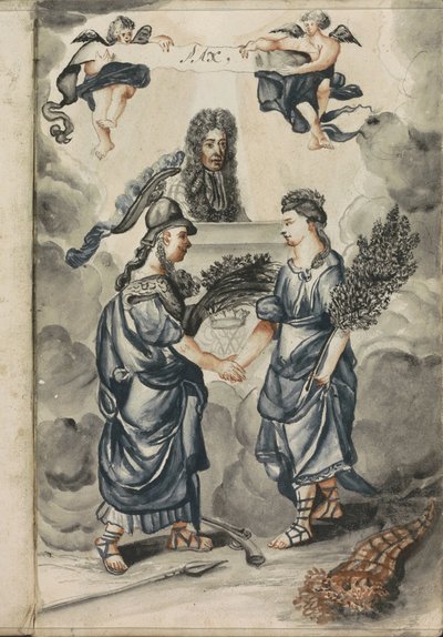 Guillermo III estudia la alianza entre Sabiduría y Paz de Hendrick van Beaumont