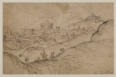 Paisaje con vista de una ciudad, siglo XVI de Hendrick van Cleve