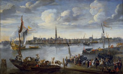 Vista de las carreteras de Amberes desde la orilla oeste de Hendrick van Minderhout