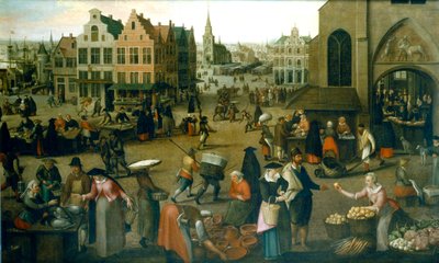 Vista de una plaza de mercado, c. 1570-1603 de Hendrick van Steenwijck the Elder