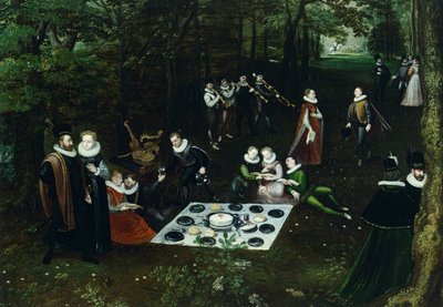 Paisaje en primavera, de Lucas van Valkenborch (hacia 1530-1597), Detalle de Hendrick van den (1530 97) Broeck