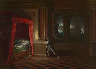 Eneas rescata a Anquises de Troya en llamas de Hendrick van the younger Steenwijck
