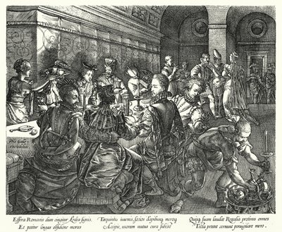 El banquete en la casa de Tarquinio de Hendrik (after) Goltzius