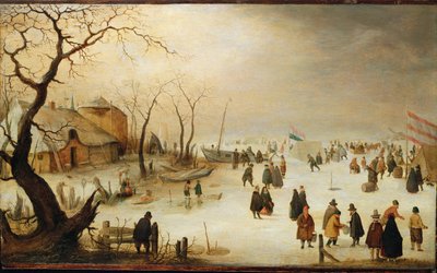 Paisaje de río invernal con figuras en el hielo de Hendrik Avercamp