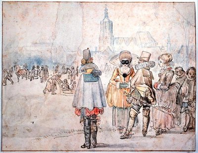 El Rey y la Reina de Bohemia sobre hielo de Hendrik Avercamp