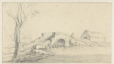 Paisaje con puente de piedra en ruinas de Hendrik Chalon