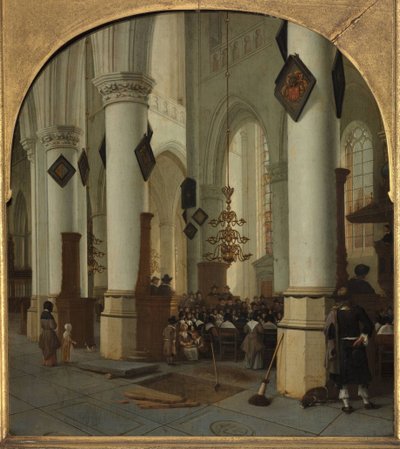 Vista interior de la iglesia de San Bavón en Haarlem durante la misa, 1666 de Hendrik Cornelisz. van Vliet
