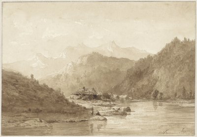 Paisaje de montaña con un lago de Hendrik Dirk Kruseman van Elten