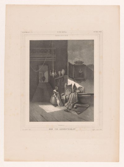 mujer, en, interior Intérieur du 17me siècle / La residencia de un anciano caballero (título sobre el objeto) de Hendrik Frederik Sartor